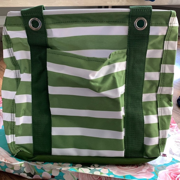 thirty-one Handbags - Thirty-One Small Utility Tote - Green Cabana Stripe